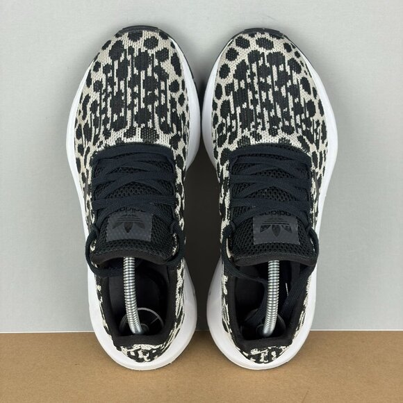 Adidas Swift Run Leopard Print Athletic Shoes Womens 7.5 Cream Black Low Top - Picture 9 of 10
